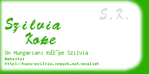 szilvia kope business card